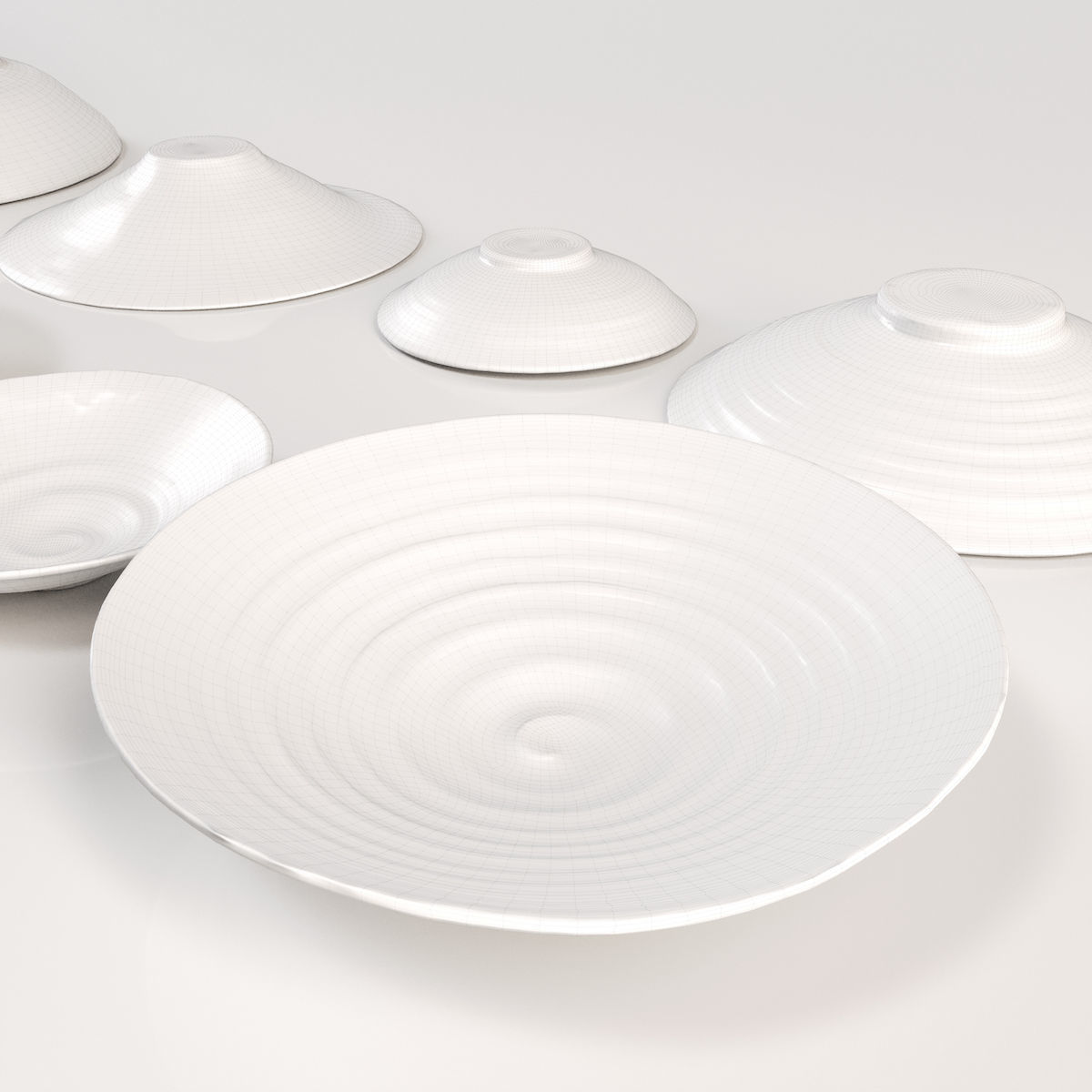 Japanese Tableware Set 3 Low-poly 3D model_6