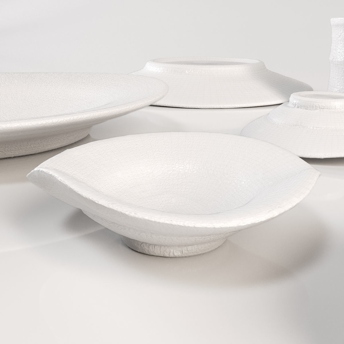 Japanese Tableware Set 4 Low-poly 3D model_8