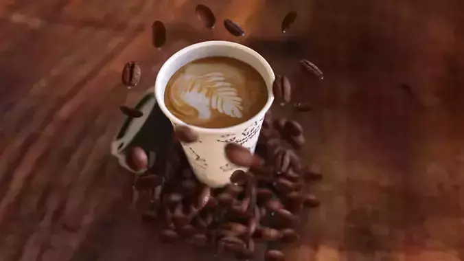 3d Coffee mug with Coffee Beans  3D model