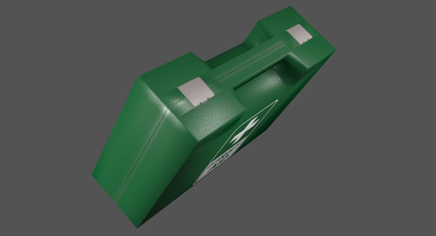 First Aid Kit Plastic Green Low-poly 3D model_3