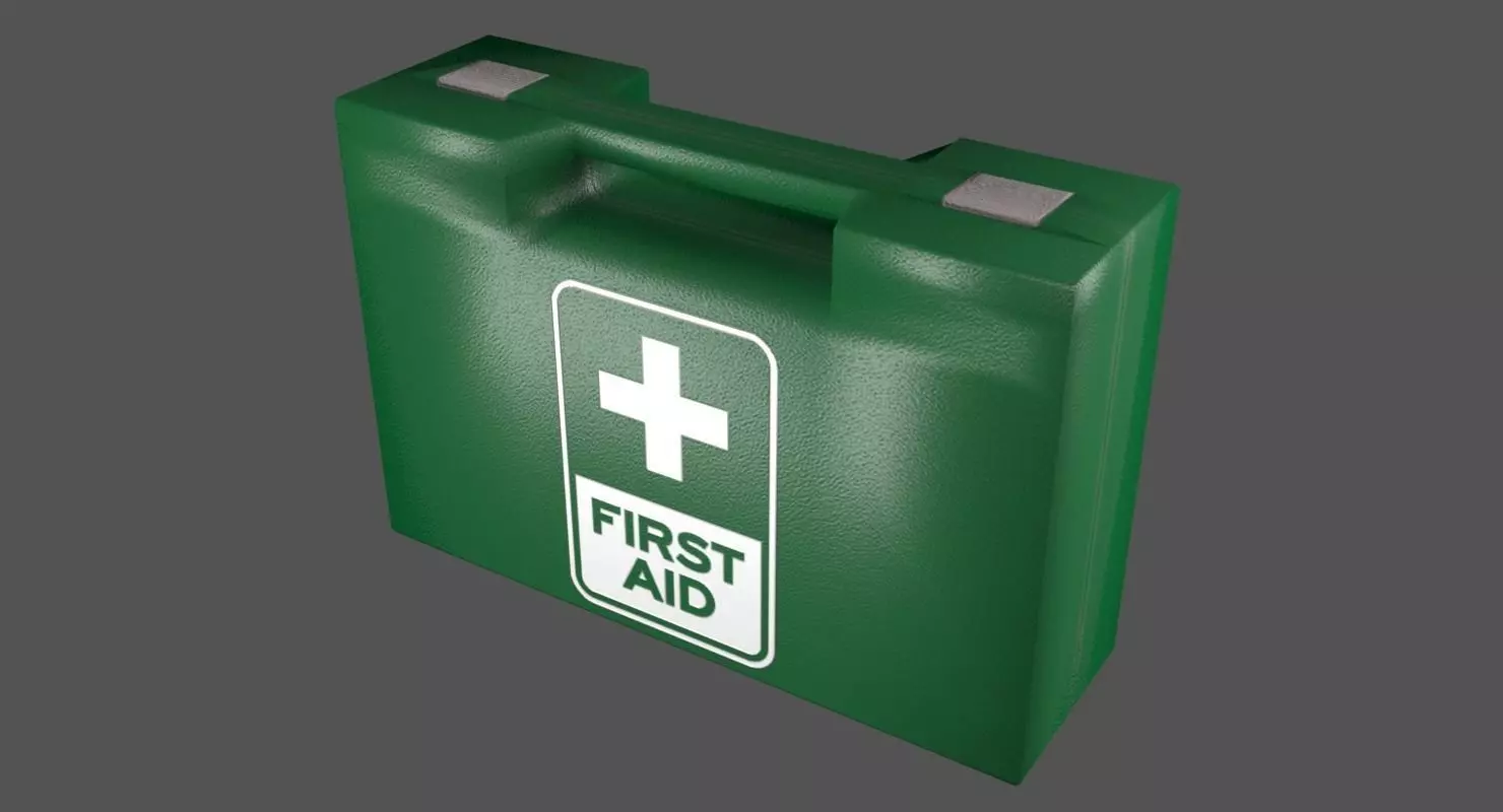 First Aid Kit Plastic Green Low-poly 3D model_0