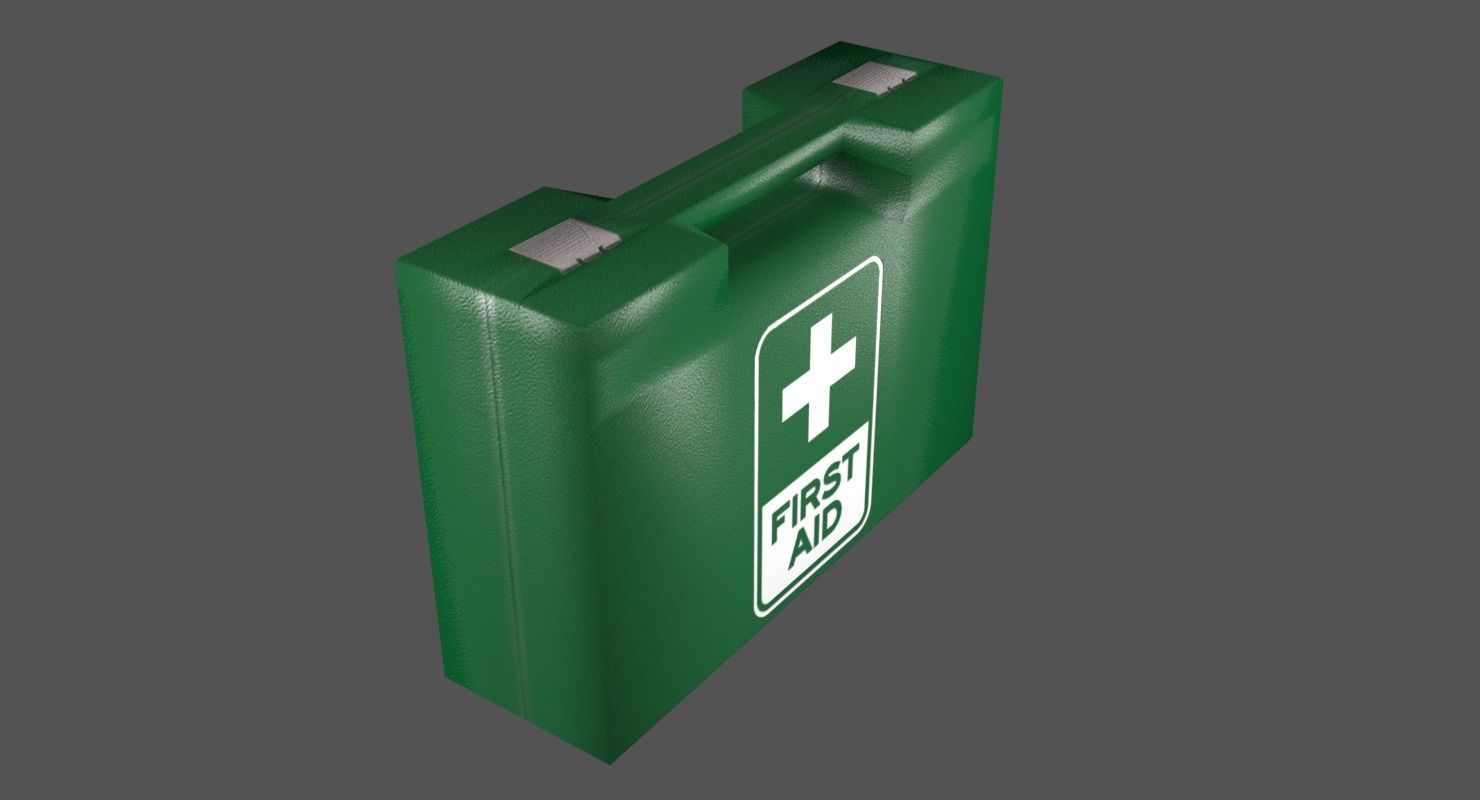 First Aid Kit Plastic Green Low-poly 3D model_2