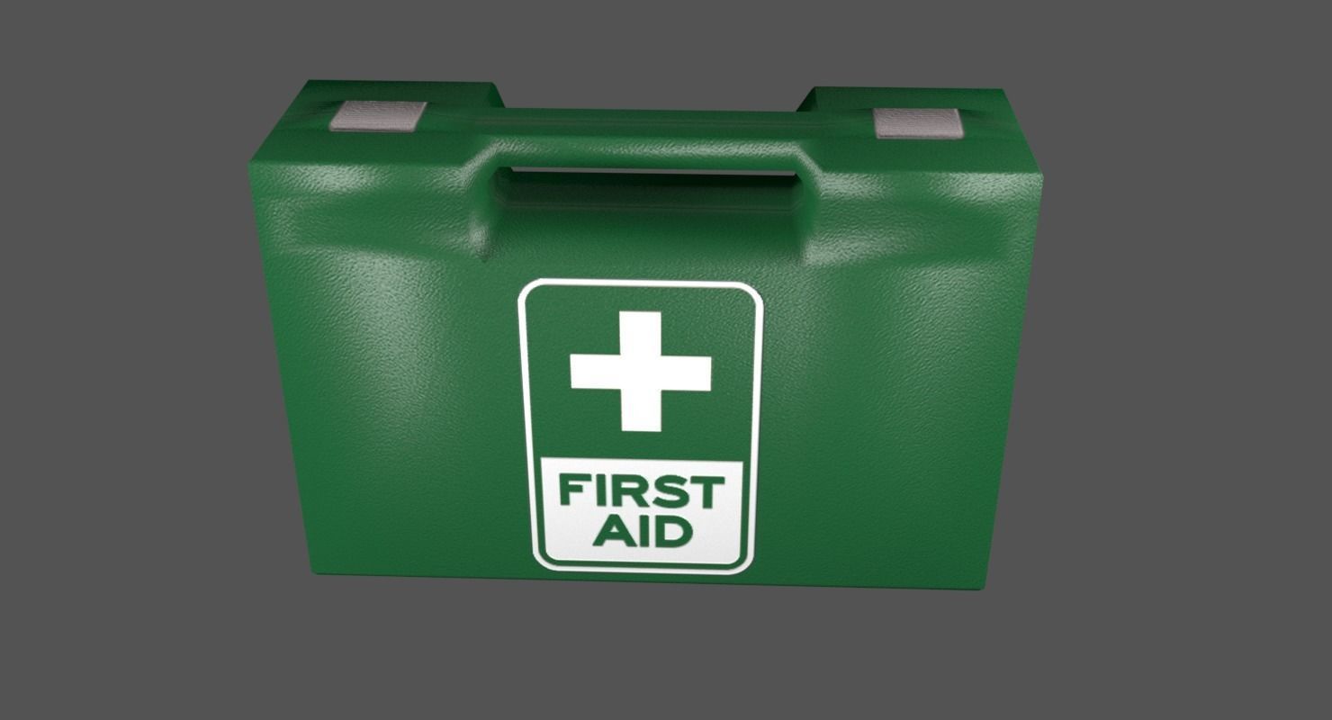 First Aid Kit Plastic Green Low-poly 3D model_1