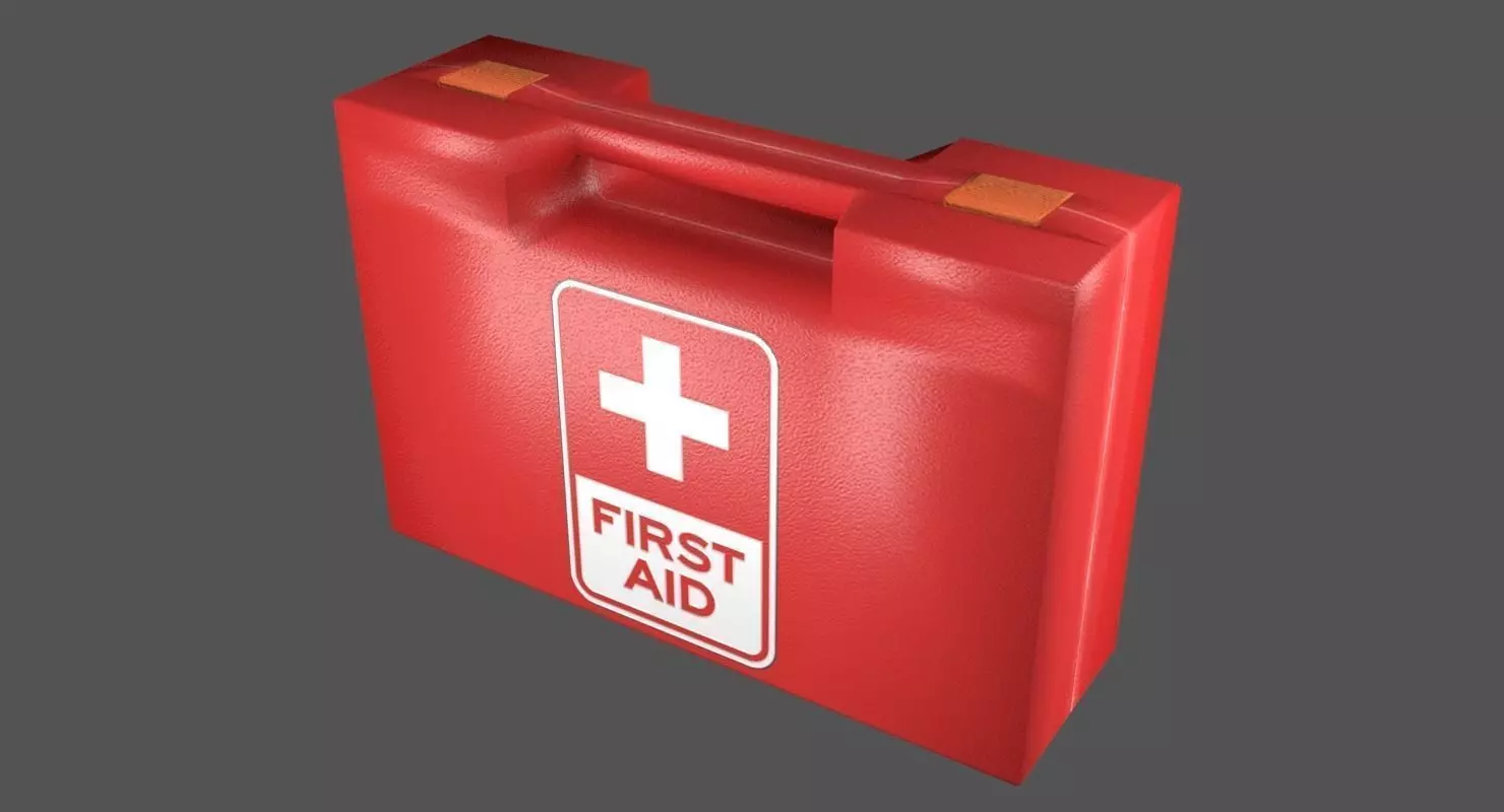 First Aid Kit Plastic Red Low-poly 3D model_0