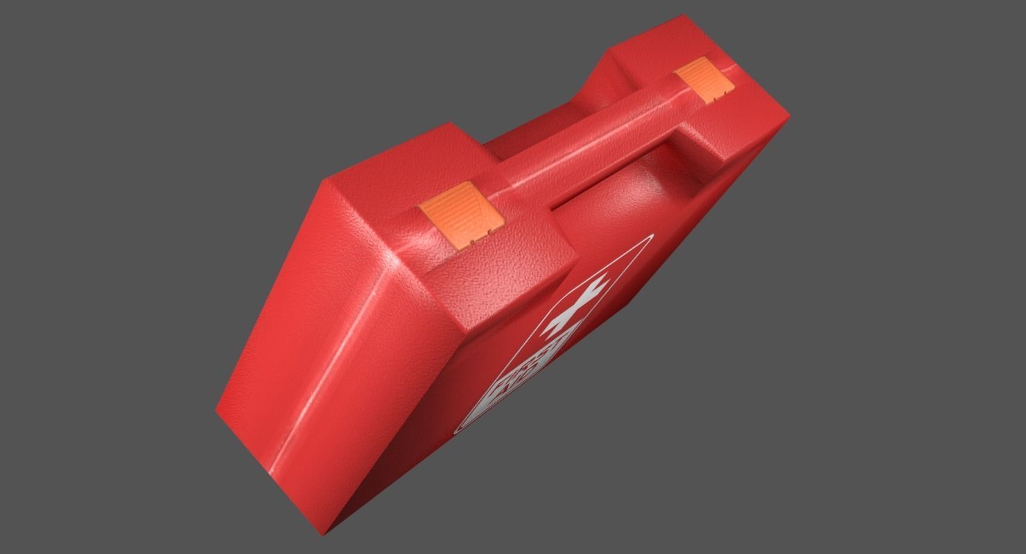 First Aid Kit Plastic Red Low-poly 3D model_3