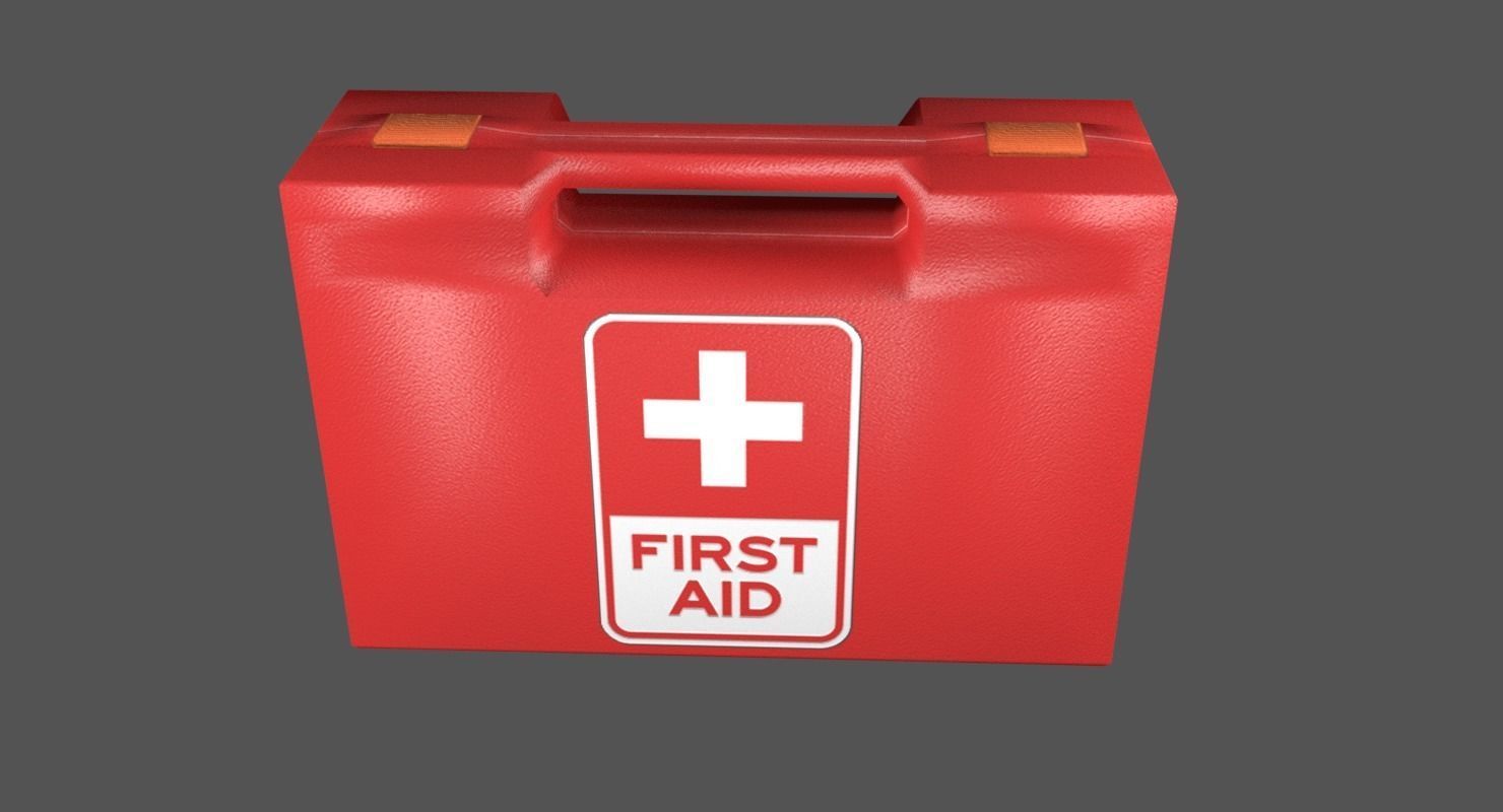 First Aid Kit Plastic Red Low-poly 3D model_1