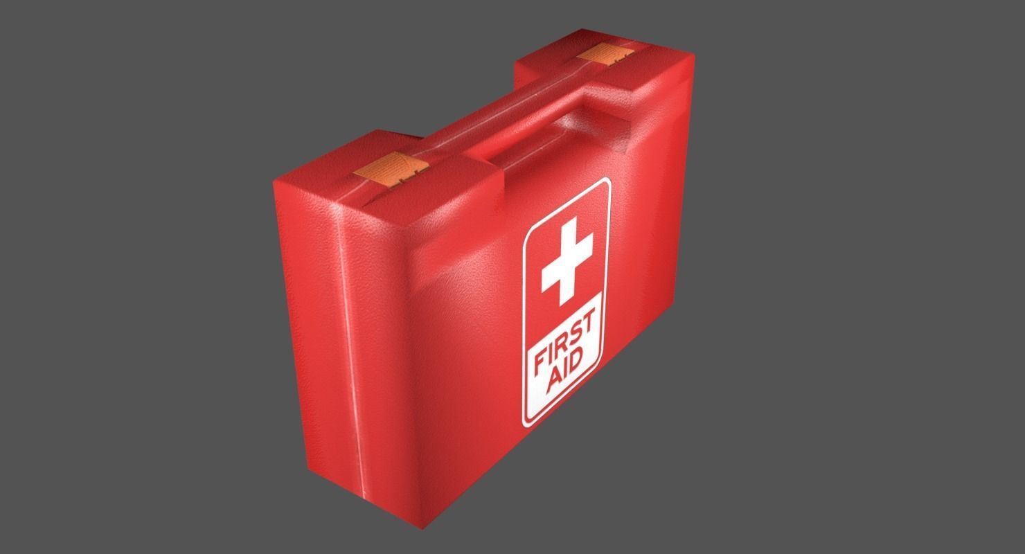 First Aid Kit Plastic Red Low-poly 3D model_2