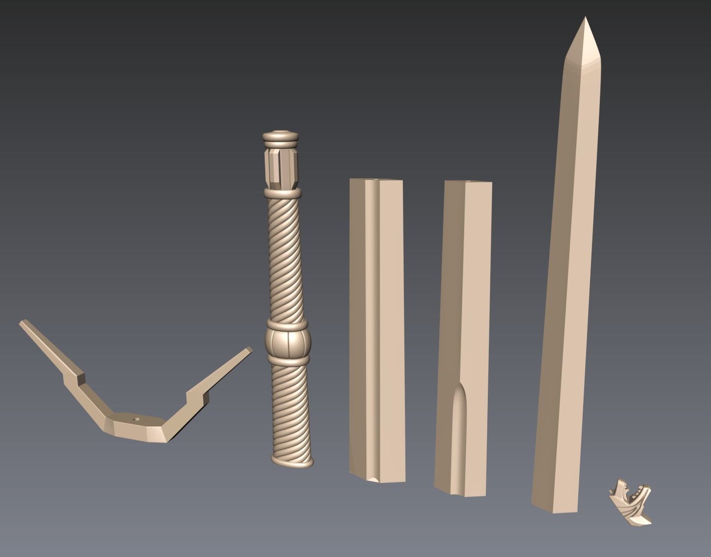 Grandmaster Witcher Wolven Silver Sword 3D printable Model 3D print model_1