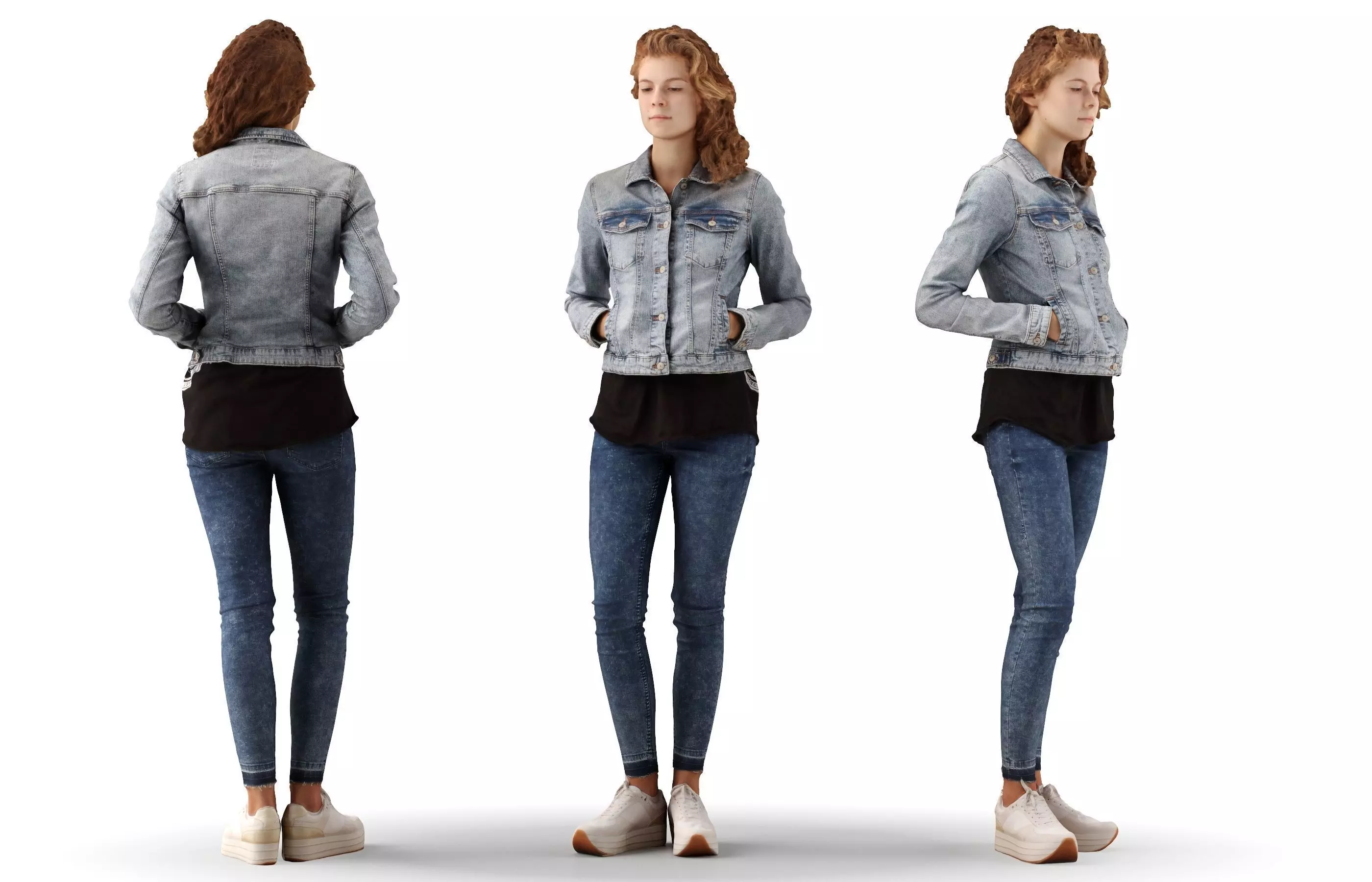 Ieva 02 Woman posed standing casual jeans hand in pockets 3D model