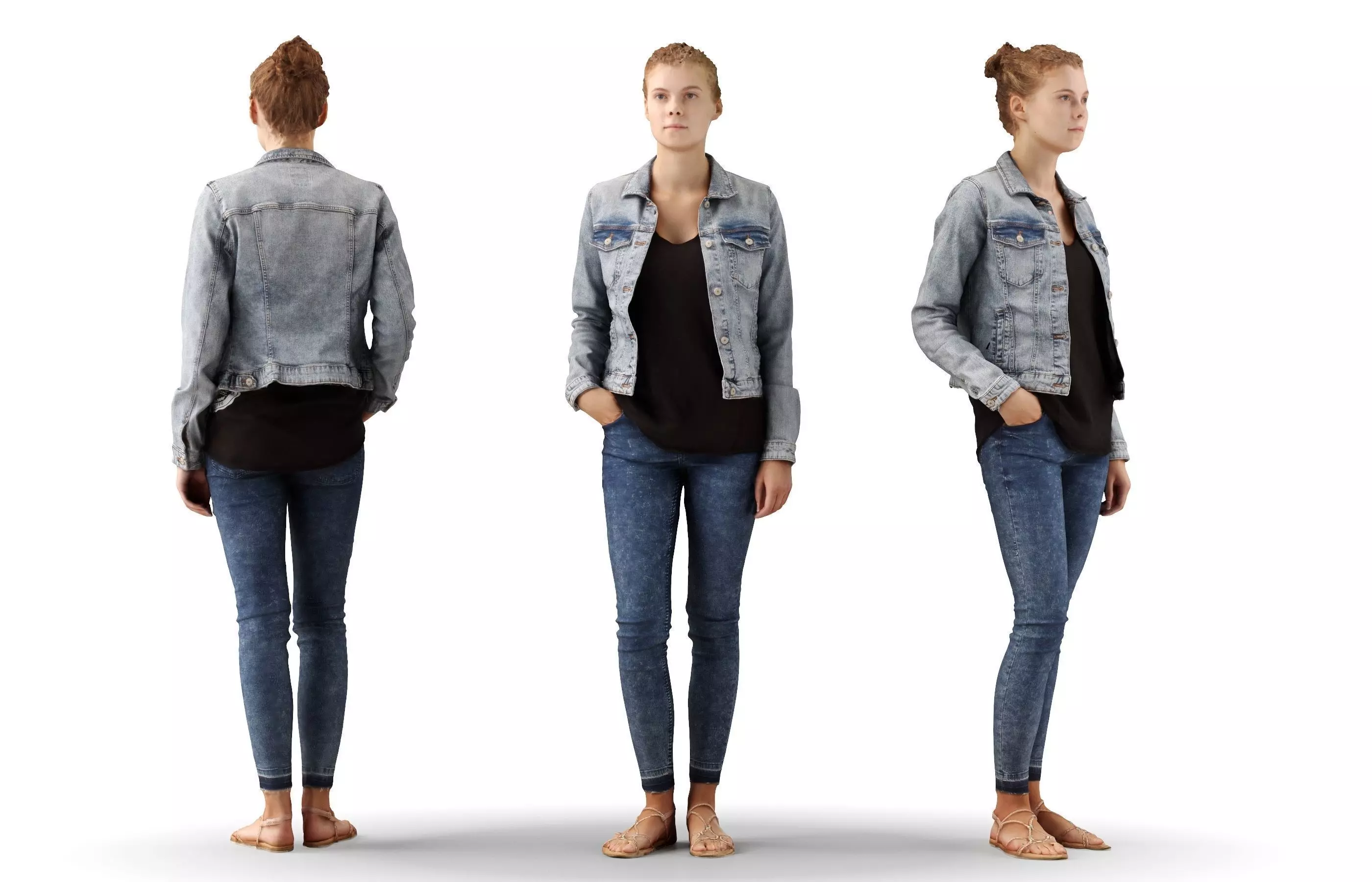 Ieva 05 Woman posed standing casual jeans hand in pockets 3D model