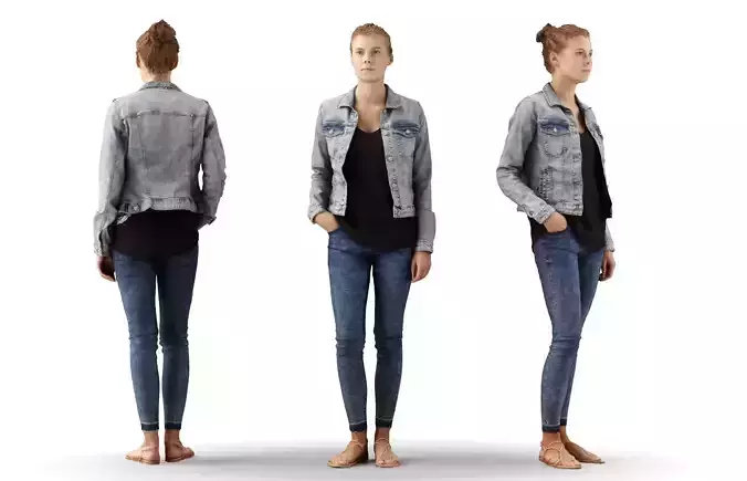 Ieva 05 Woman posed standing casual jeans hand in pockets