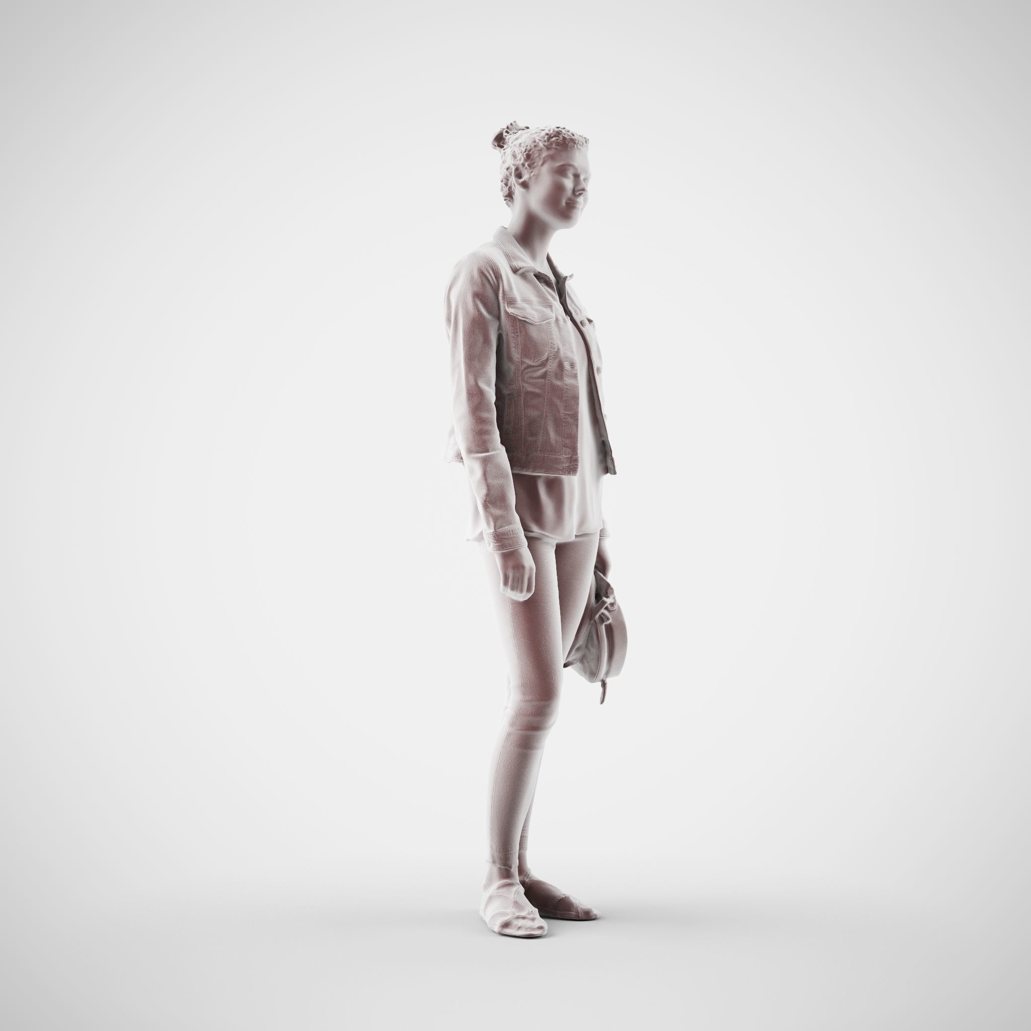 Ieva 06 Woman posed standing in casual jeans holding bag 3D model_8