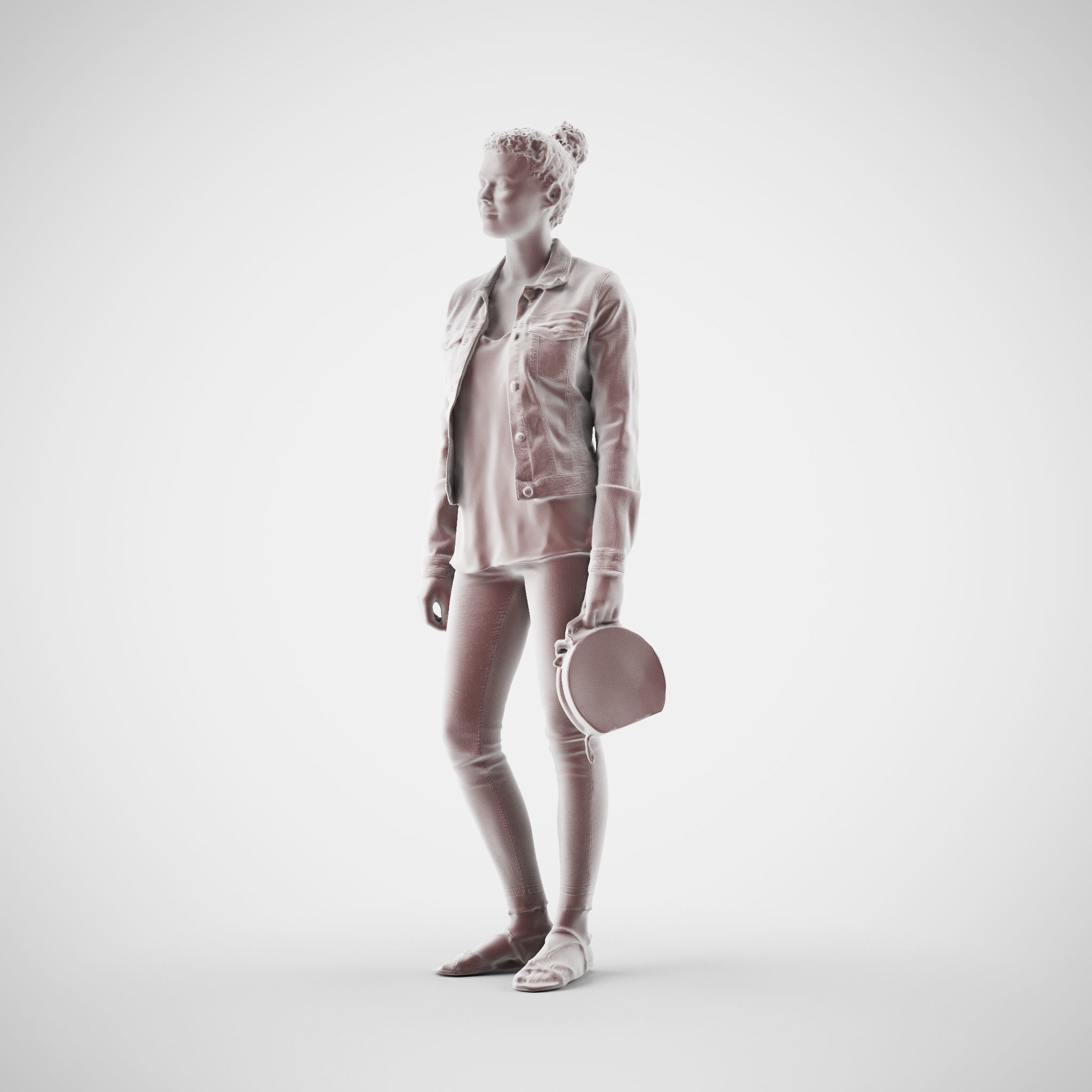 Ieva 06 Woman posed standing in casual jeans holding bag 3D model_9