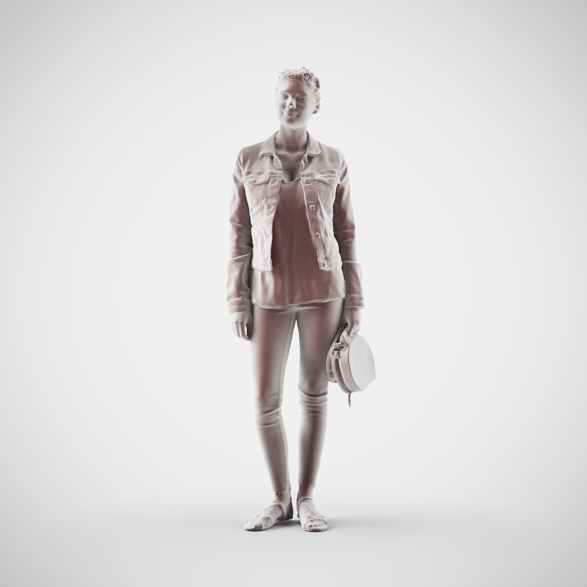 Ieva 06 Woman posed standing in casual jeans holding bag 3D model_10