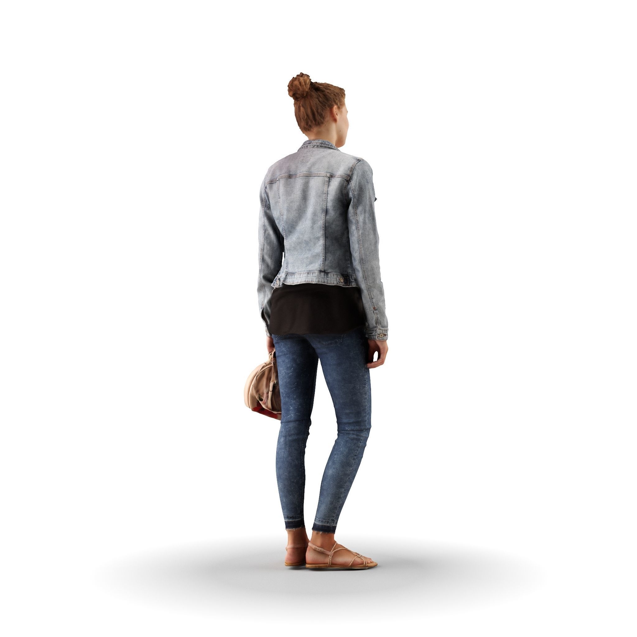 Ieva 06 Woman posed standing in casual jeans holding bag 3D model_3