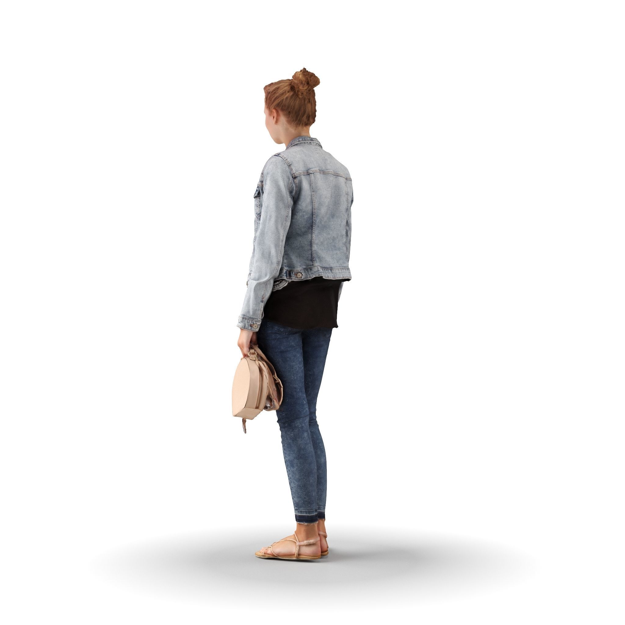 Ieva 06 Woman posed standing in casual jeans holding bag 3D model_5
