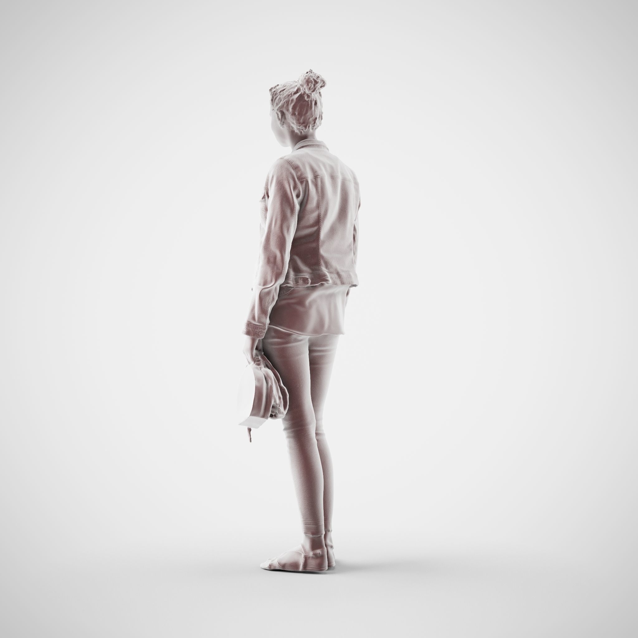 Ieva 06 Woman posed standing in casual jeans holding bag 3D model_6