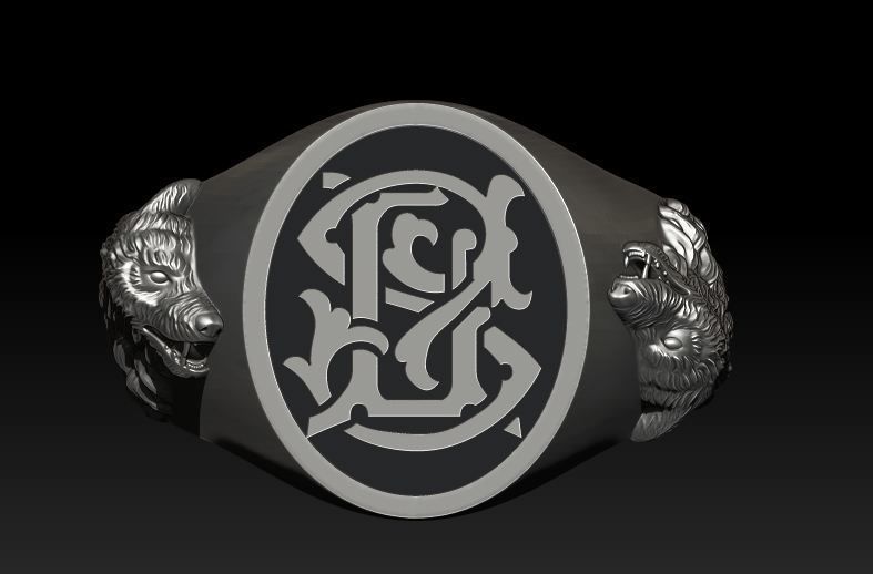 Ring  Wolf 3D print model_2