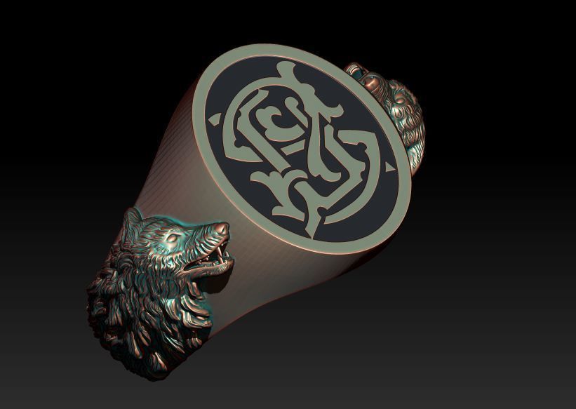 Ring  Wolf 3D print model_4