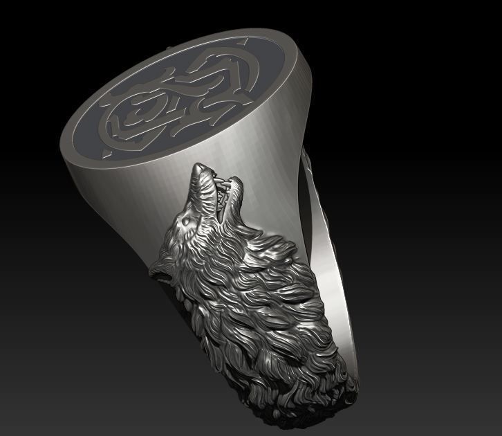 Ring  Wolf 3D print model_3