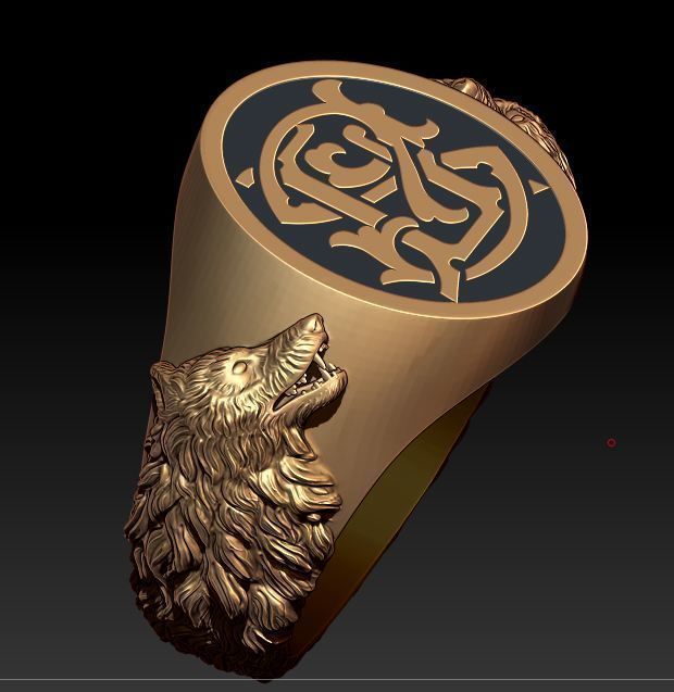 Ring  Wolf 3D print model_1