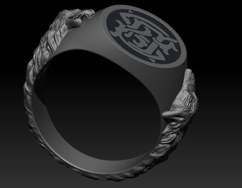 Ring  Wolf 3D print model_5