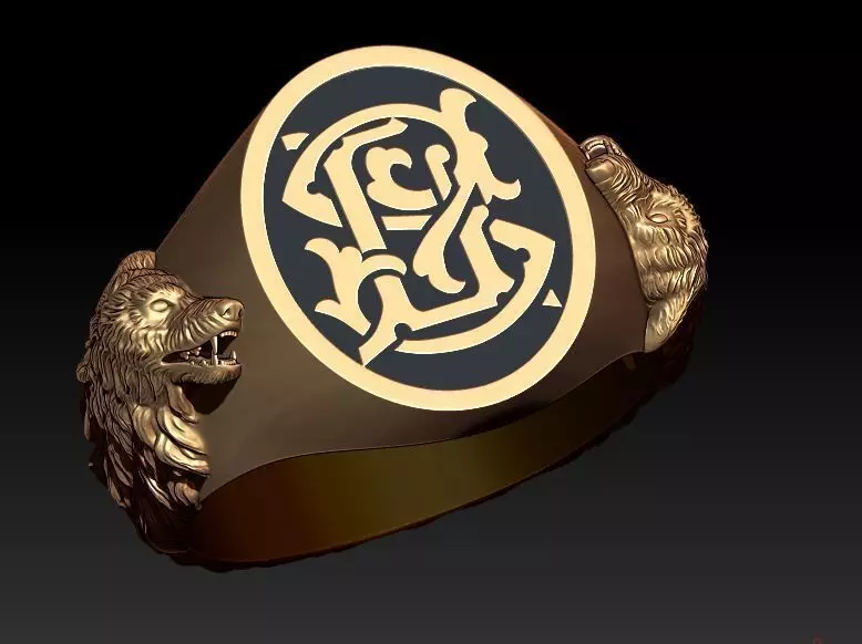Ring  Wolf 3D print model_0