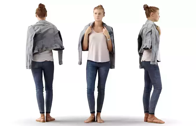 Ieva 09 Woman posed standing in casual jeans outfit