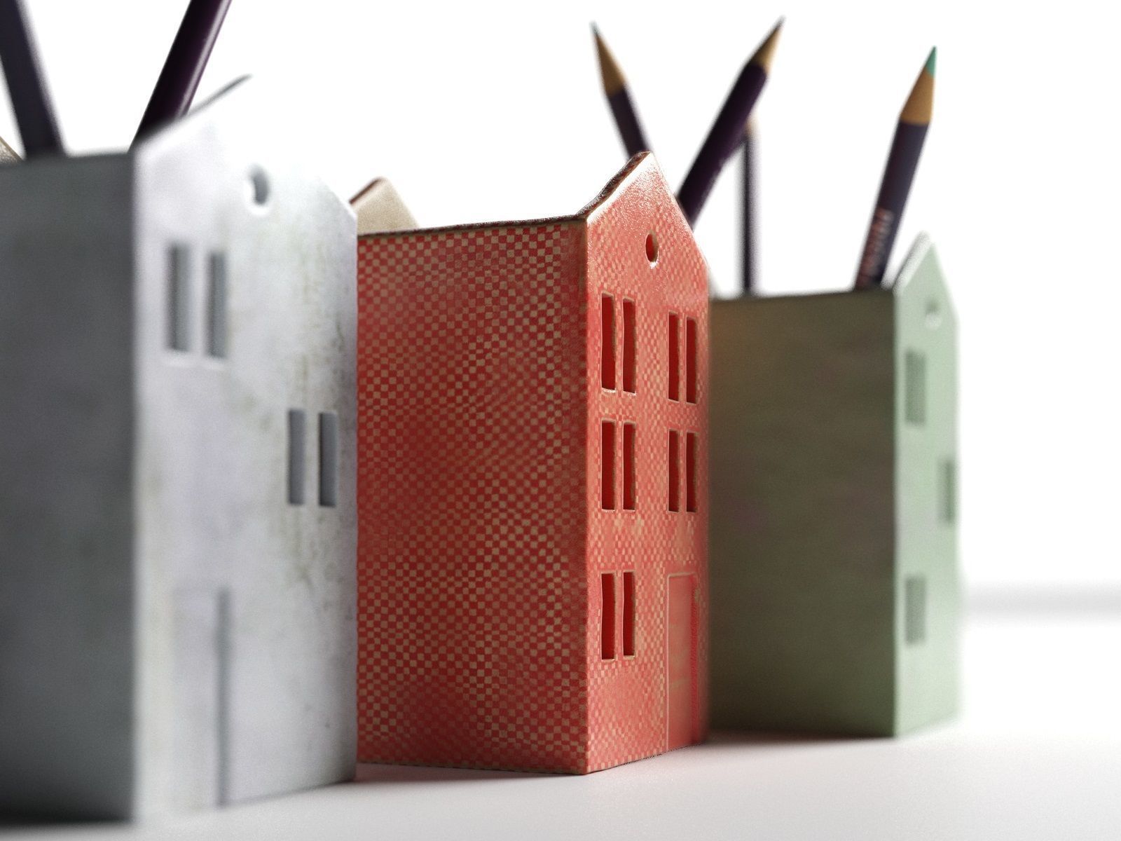 House Pencil Holders 3D model_2