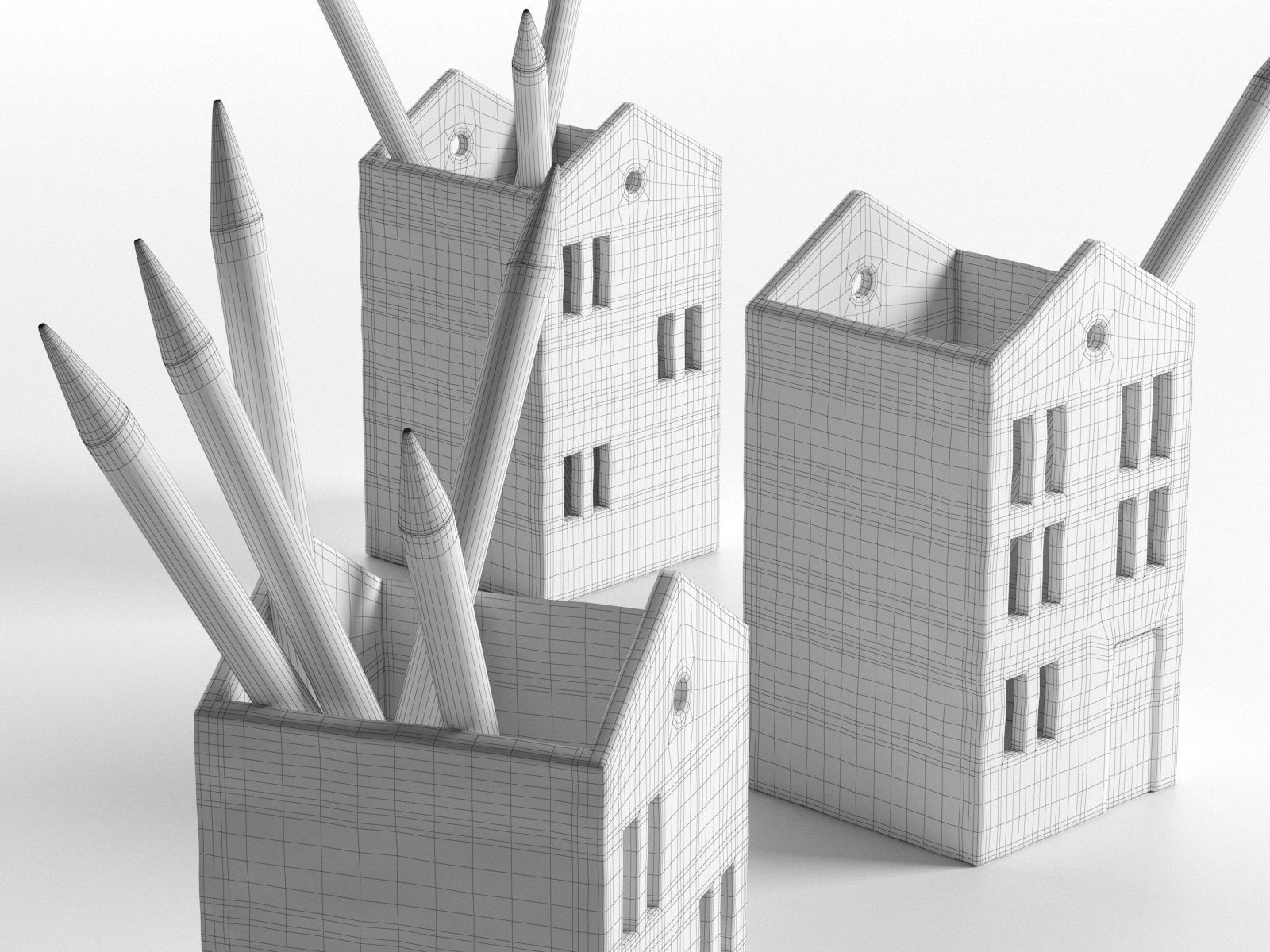 House Pencil Holders 3D model_4