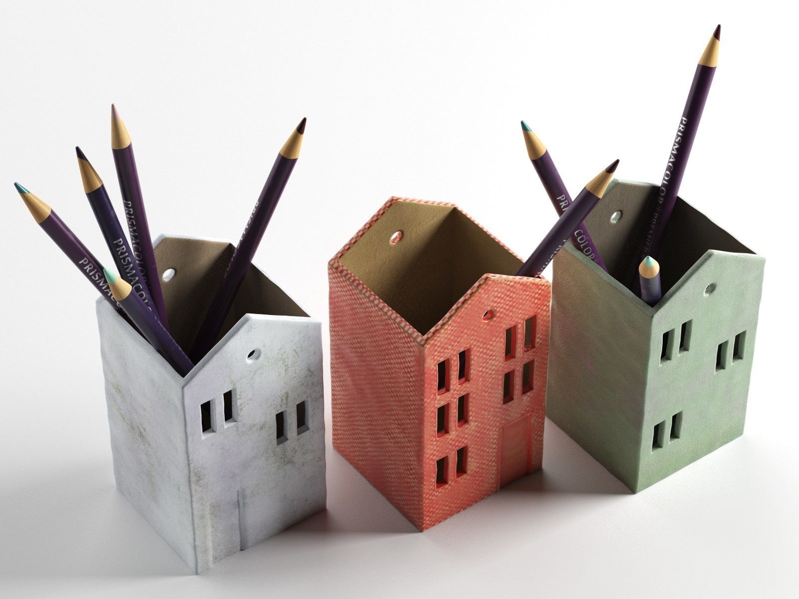 House Pencil Holders 3D model_1