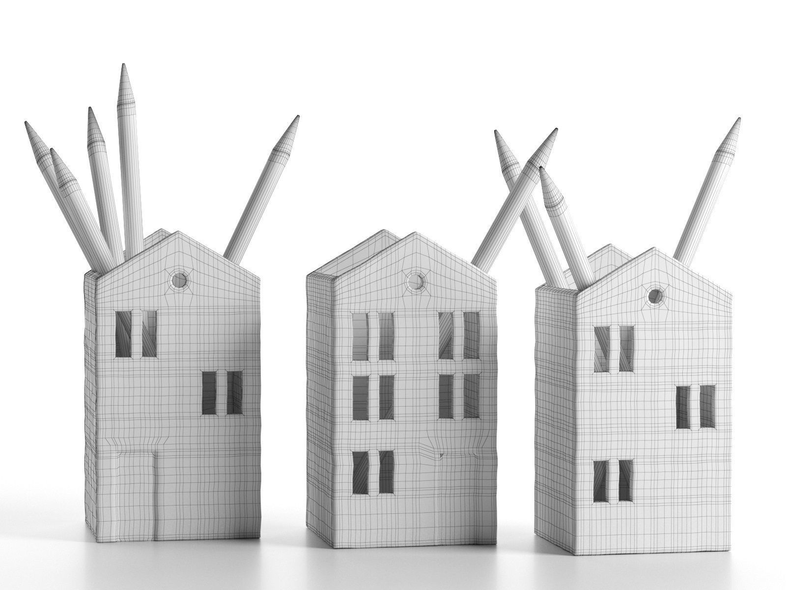 House Pencil Holders 3D model_3