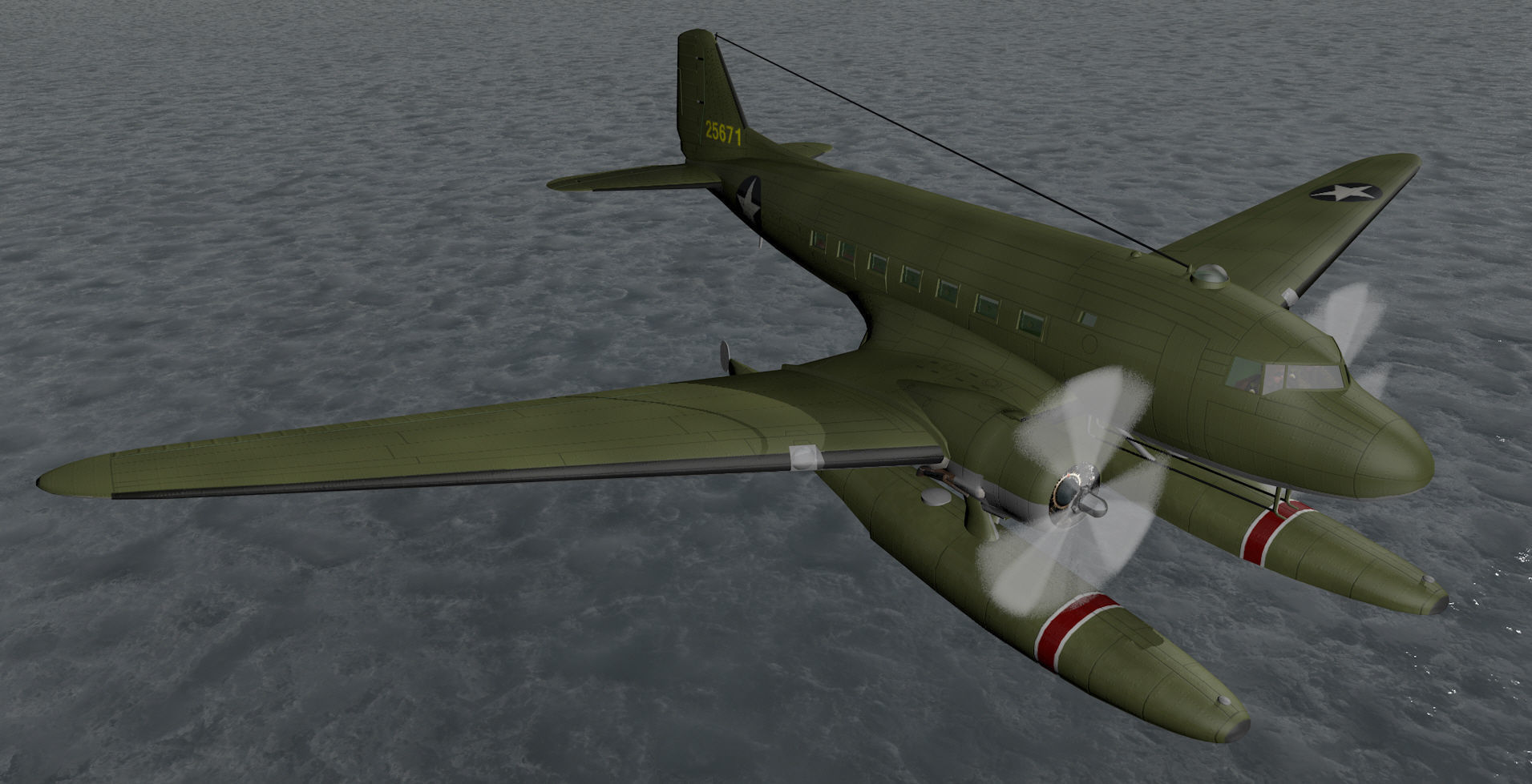 Douglas XC-47C Floatplane 3D model_8