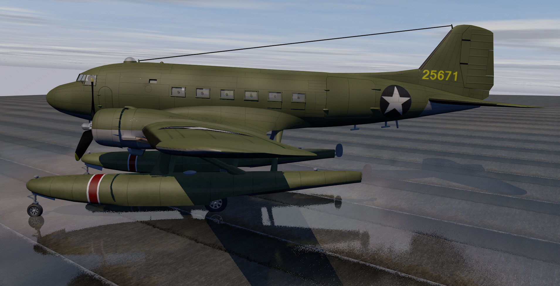 Douglas XC-47C Floatplane 3D model_3