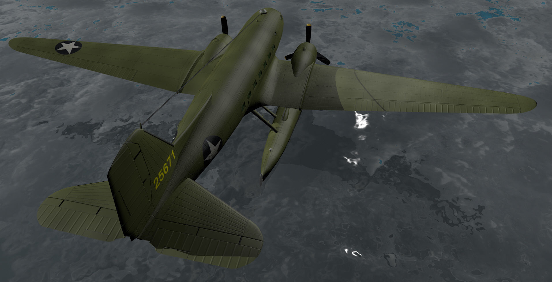 Douglas XC-47C Floatplane 3D model_6