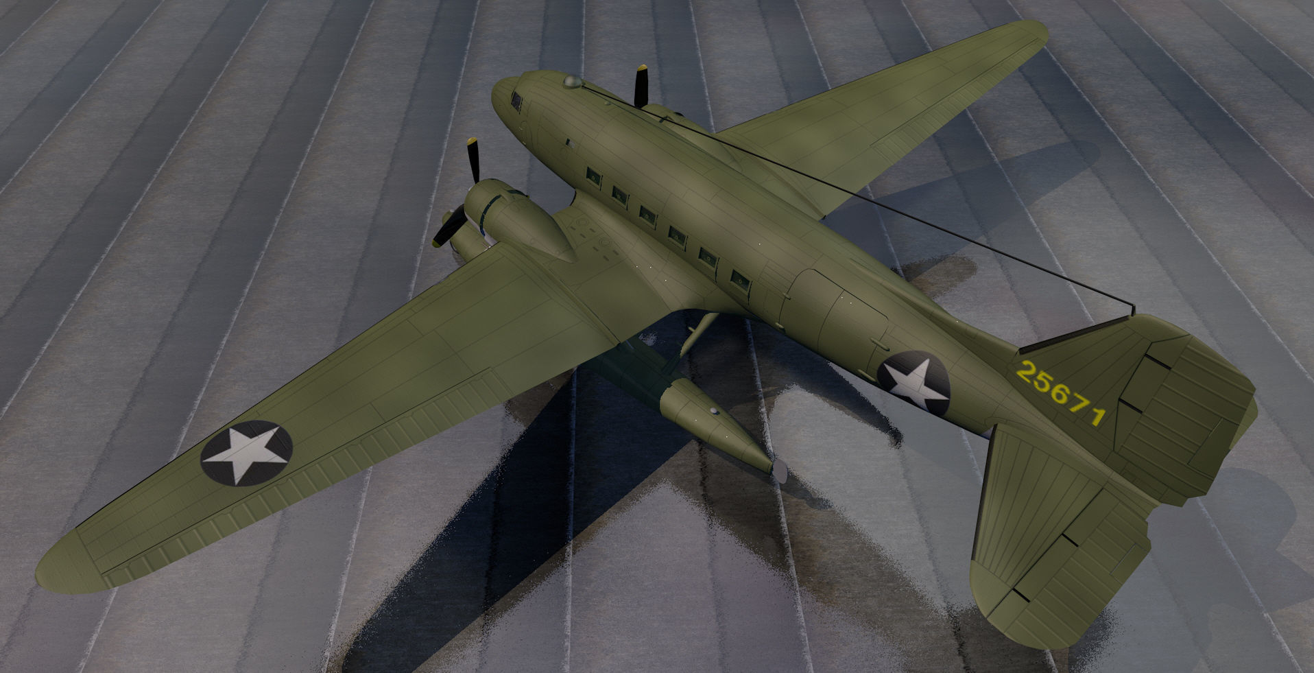 Douglas XC-47C Floatplane 3D model_2