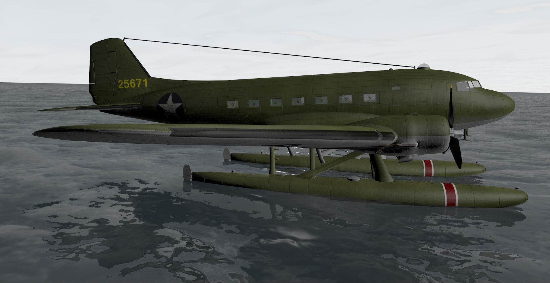 Douglas XC-47C Floatplane 3D model_7