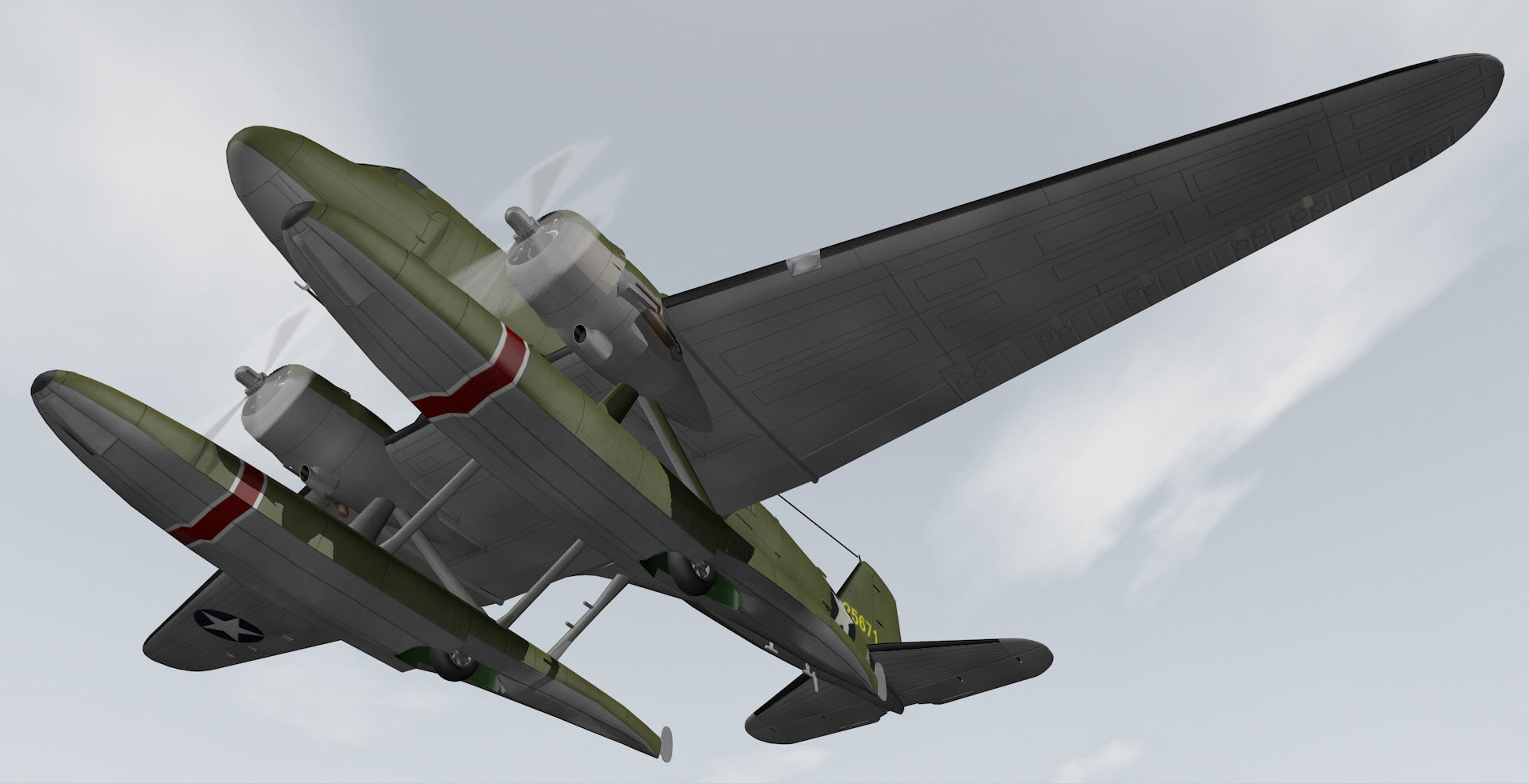 Douglas XC-47C Floatplane 3D model_10