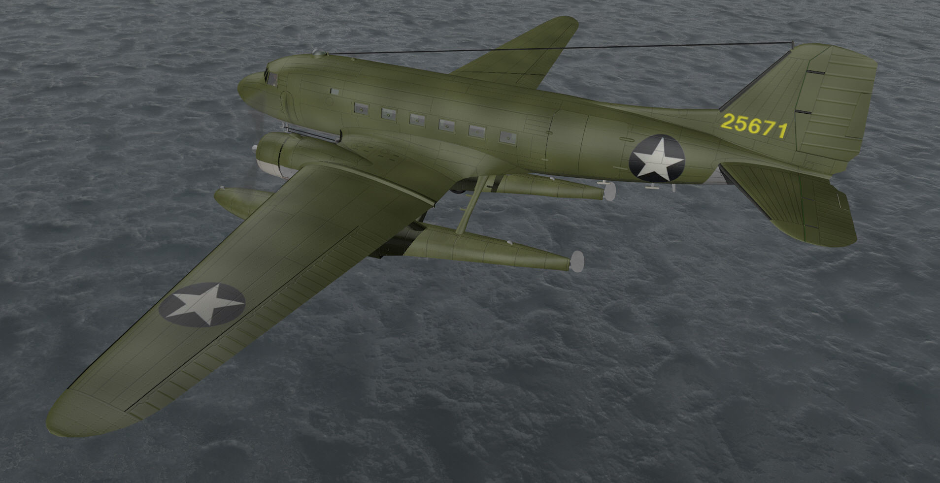 Douglas XC-47C Floatplane 3D model_9