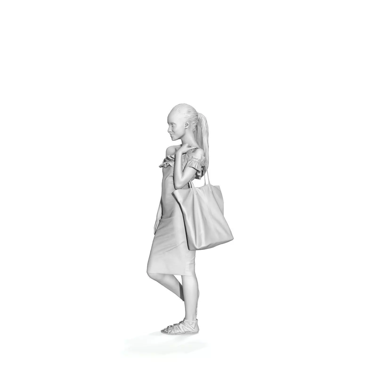 Teenage Girl with a Shoulder Dress CWom0339-HD2-O02P01-S 3D M... 3D model