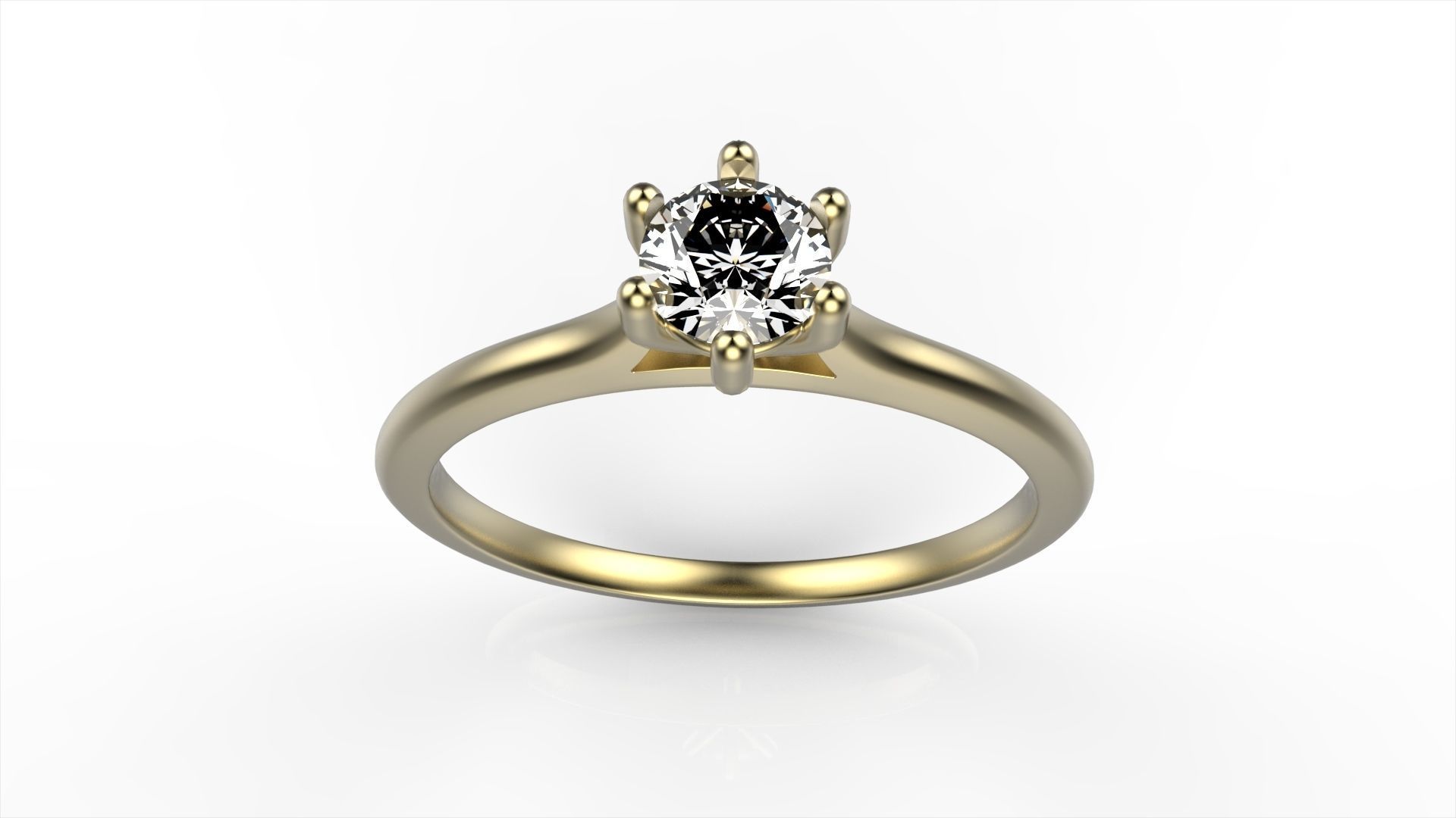 Round Diamond Engagement Ring All Size 3D print model_5
