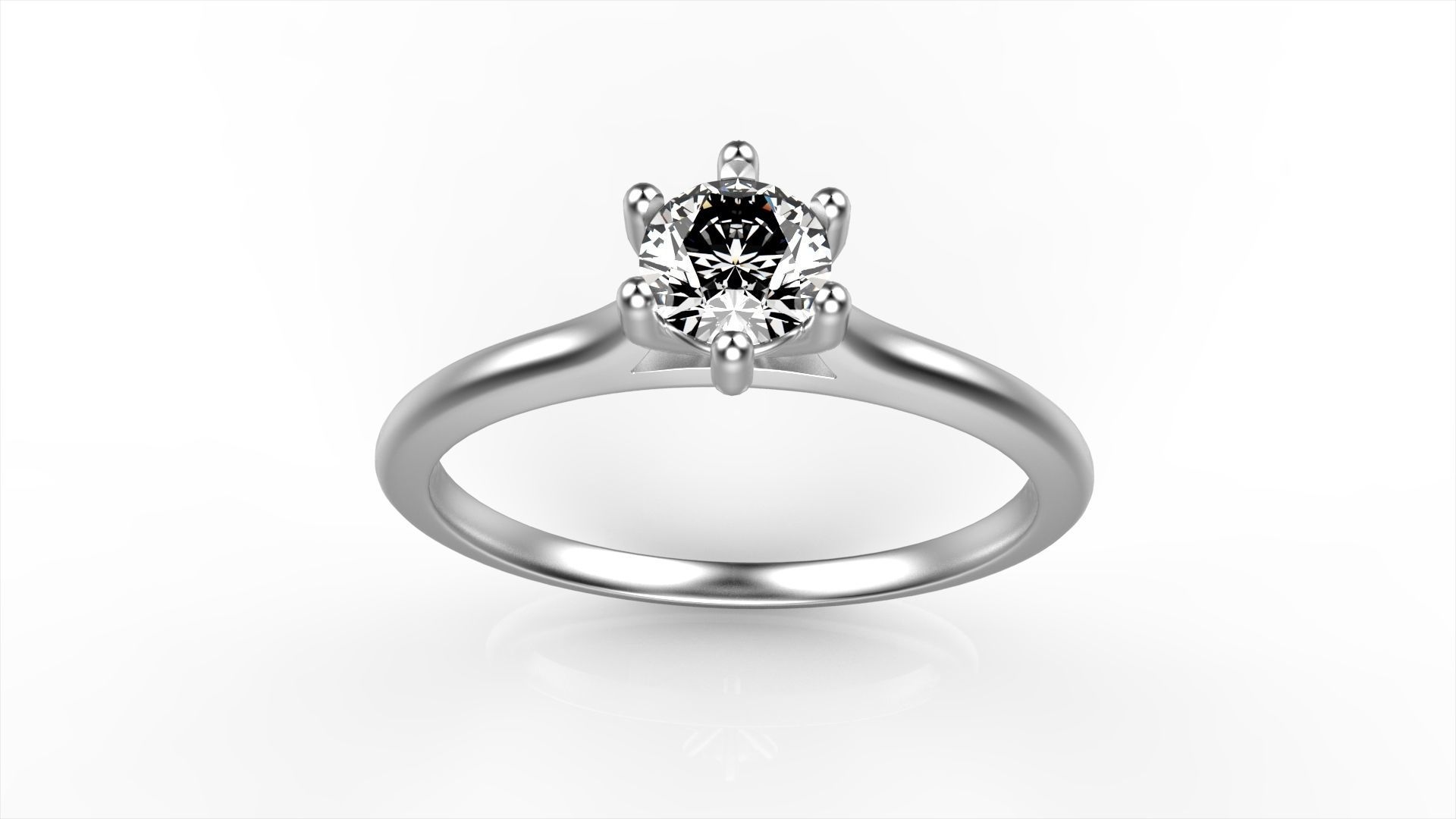 Round Diamond Engagement Ring All Size 3D print model_4