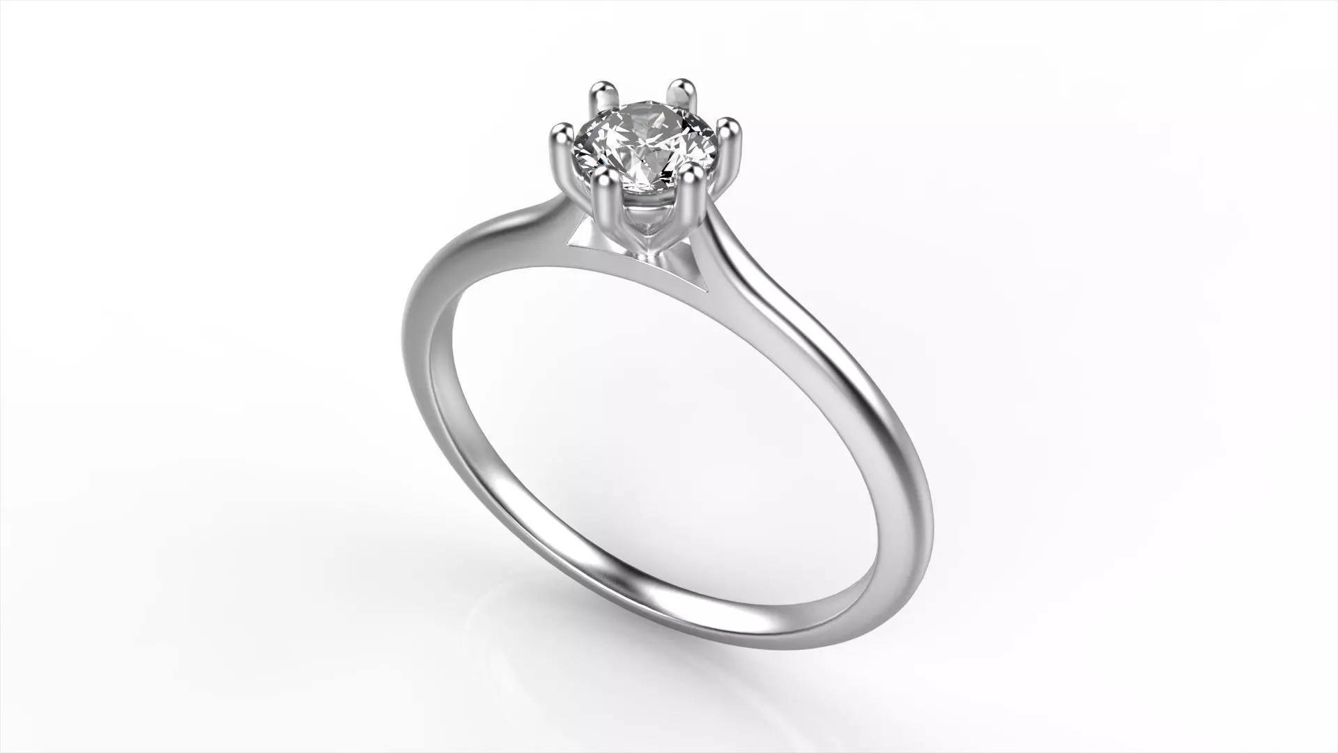 Round Diamond Engagement Ring All Size 3D print model_0