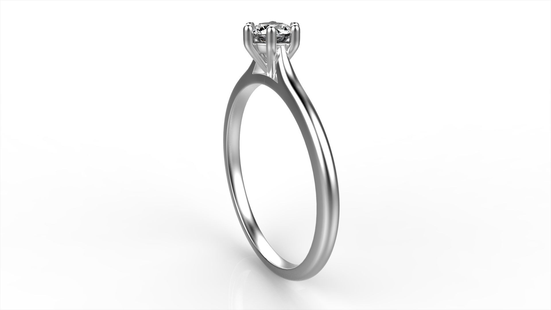 Round Diamond Engagement Ring All Size 3D print model_2