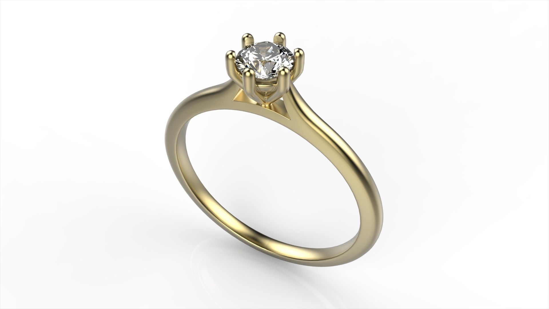 Round Diamond Engagement Ring All Size 3D print model_1