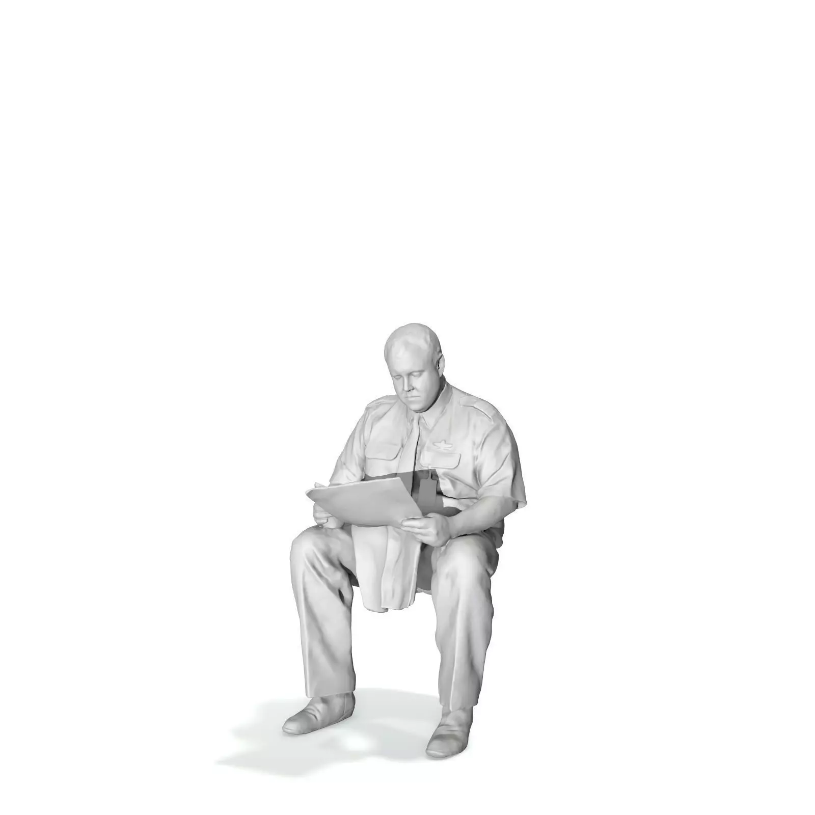 Man with Uniform Reading Newspaper WMan0201-HD2-O01P01-S 3D model_23