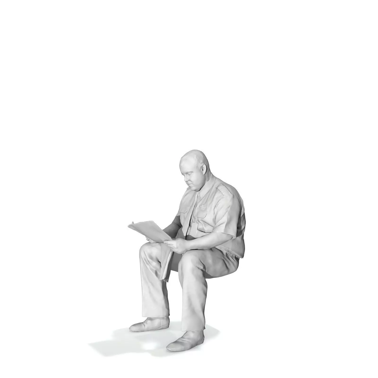 Man with Uniform Reading Newspaper WMan0201-HD2-O01P01-S 3D model_49