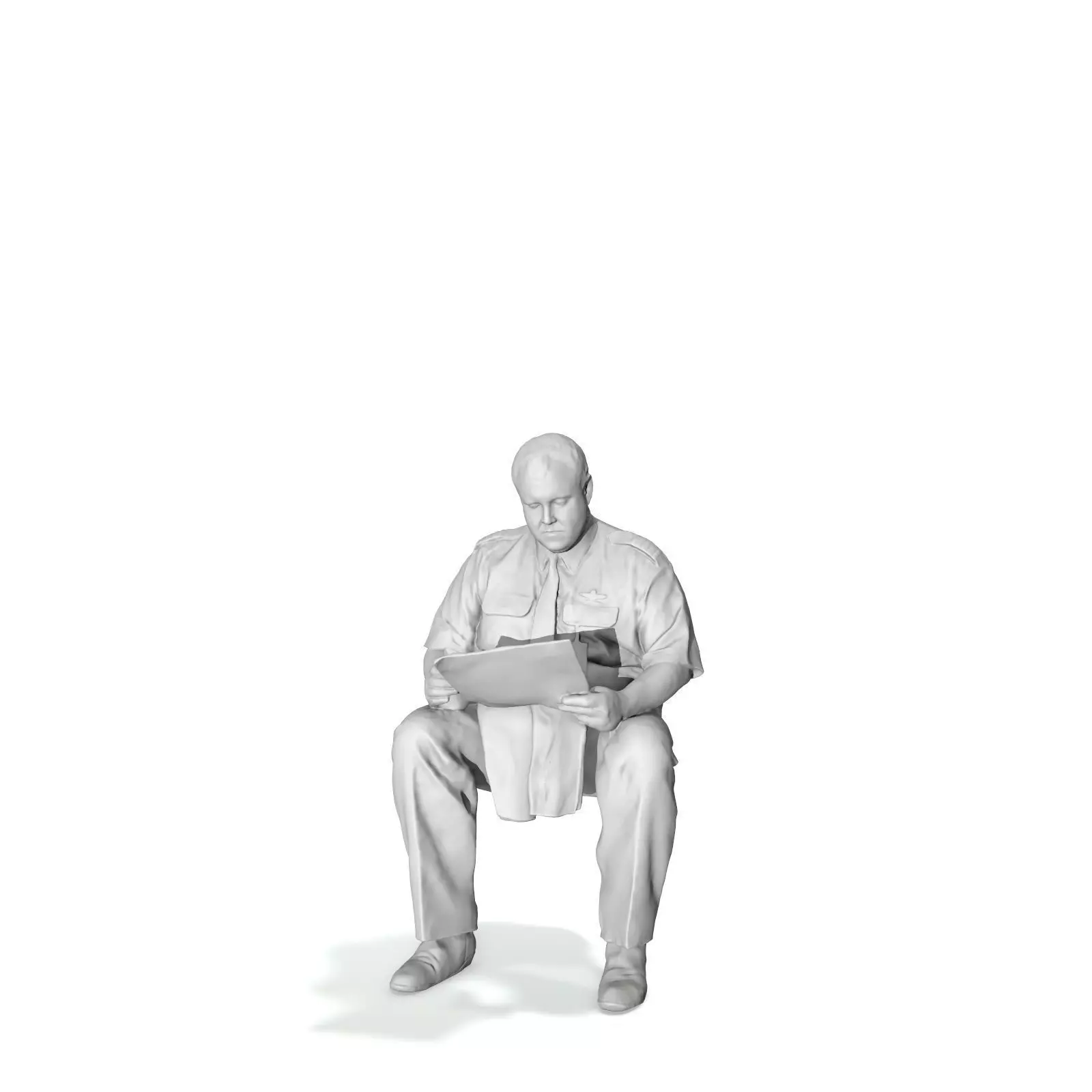 Man with Uniform Reading Newspaper WMan0201-HD2-O01P01-S 3D model_63