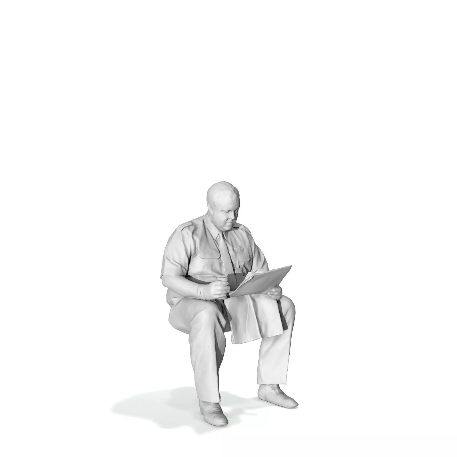 Man with Uniform Reading Newspaper WMan0201-HD2-O01P01-S 3D model_10