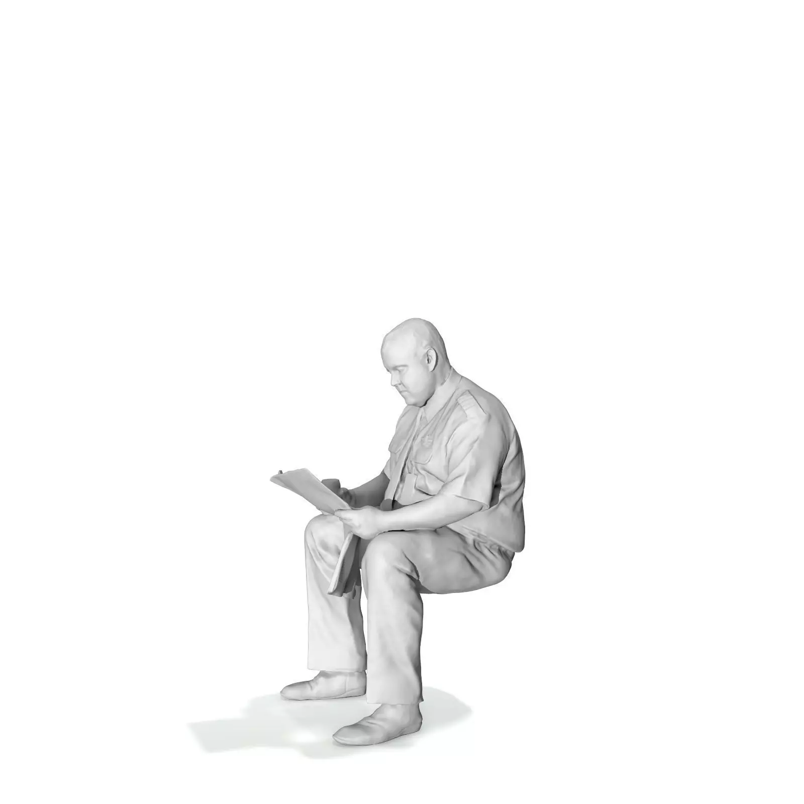Man with Uniform Reading Newspaper WMan0201-HD2-O01P01-S 3D model_8